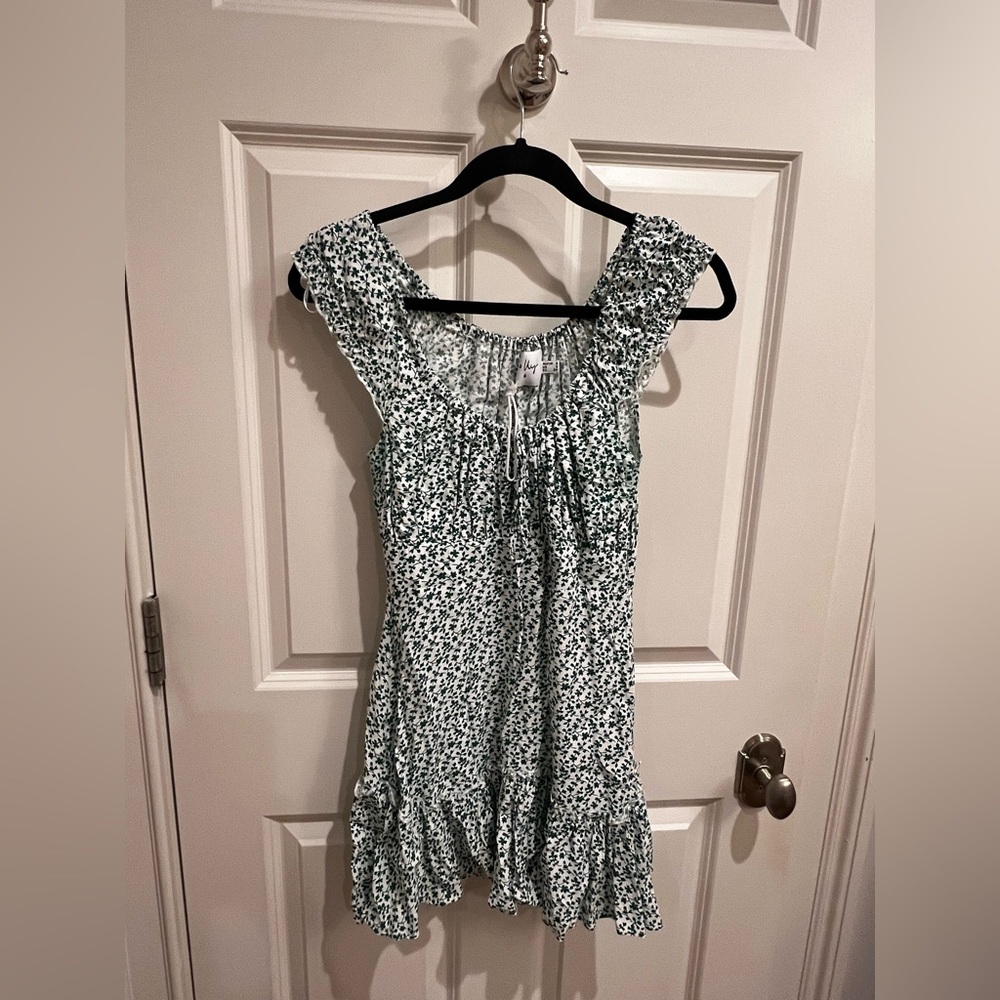 Princess Polly green and white Floral Sleeveless Dress